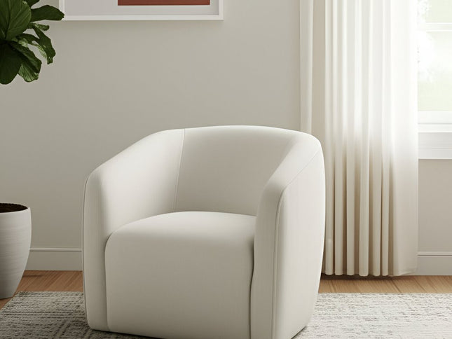 32" Beige Fabric Barrel Club Chair