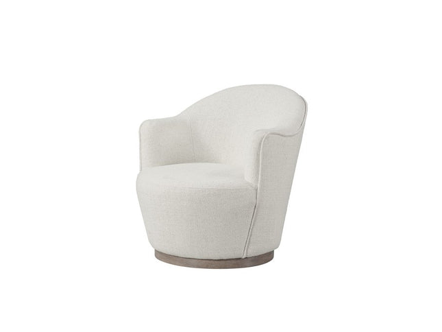 27" Off White Fabric Swivel Barrel Chair