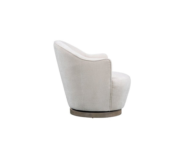 27" Off White Fabric Swivel Barrel Chair