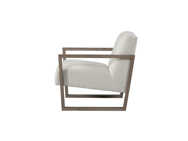 28" Beige and Ash Gray Fabric And Wood Arm Chair