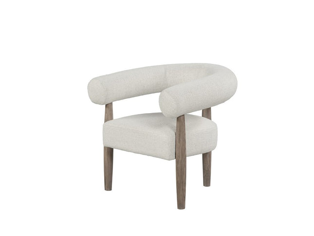 29" Off White and Ash Gray Fabric And Wood Arm Chair