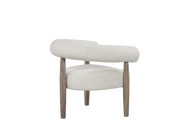 29" Off White and Ash Gray Fabric And Wood Arm Chair