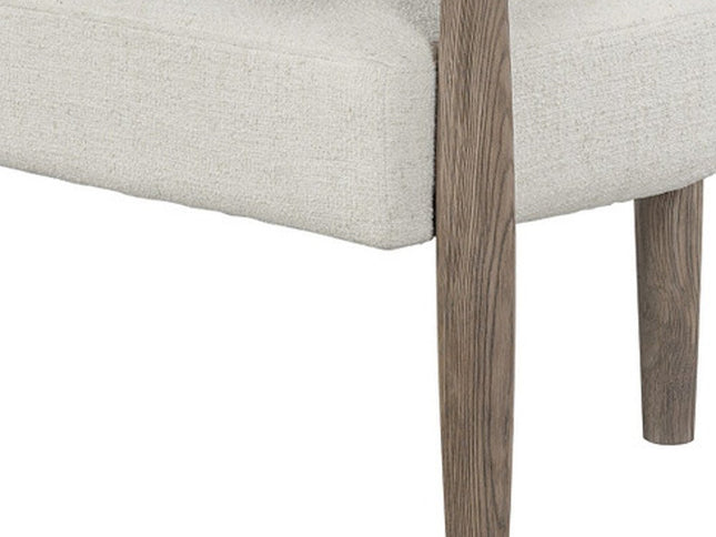 29" Off White and Ash Gray Fabric And Wood Arm Chair