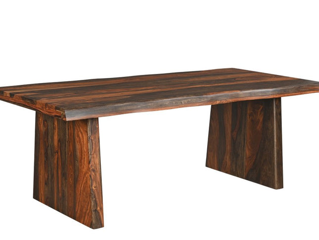 Nine Piece Brown Solid Wood Dining Set with Eight Chairs