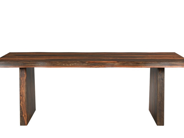 Nine Piece Brown Solid Wood Dining Set with Eight Chairs