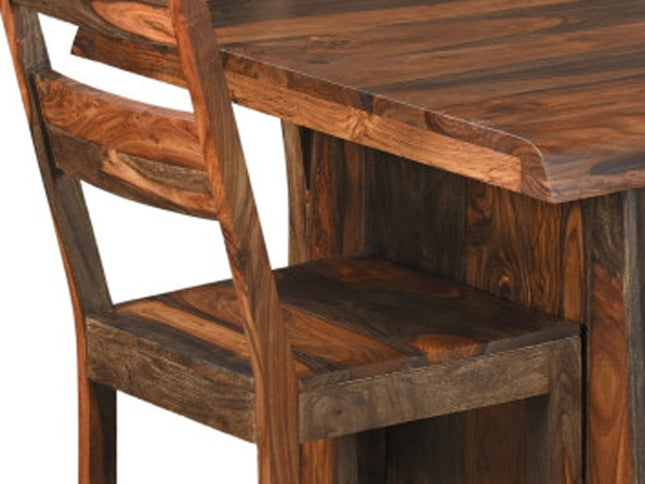 Nine Piece Brown Solid Wood Dining Set with Eight Chairs