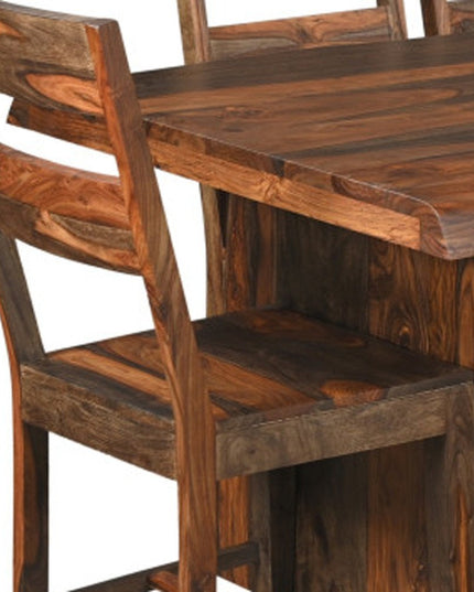 Nine Piece Brown Solid Wood Dining Set with Eight Chairs