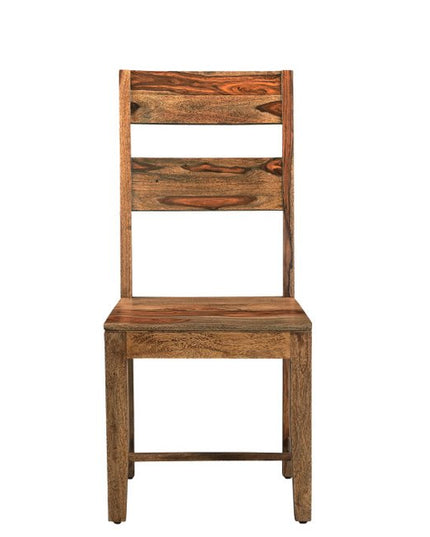 Seven Piece Brown Solid Wood Dining Set with Six Chairs