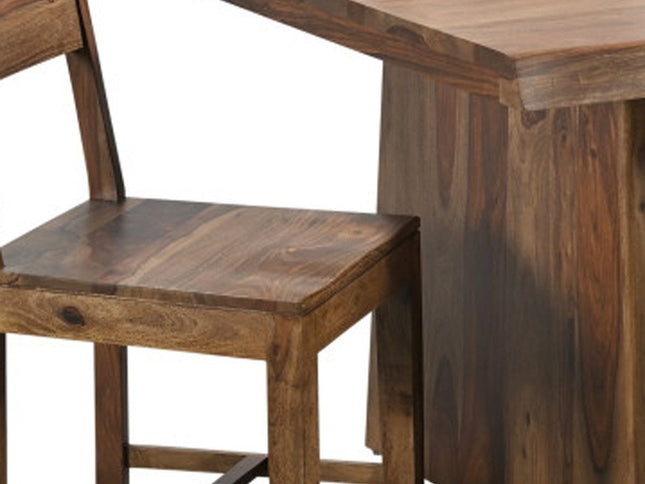 Seven Piece Brown Solid Wood Dining Set with Six Chairs