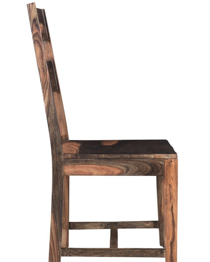 Six Piece Brown and Black Solid Wood Dining Set with Four Chairs and One Bench