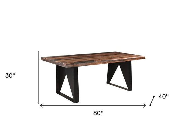 Six Piece Brown and Black Solid Wood Dining Set with Four Chairs and One Bench