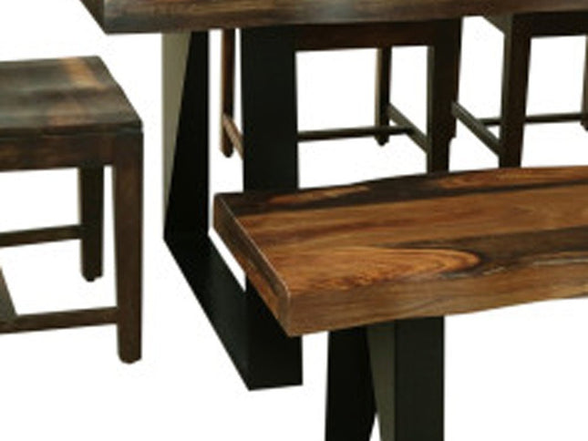 Six Piece Brown and Black Solid Wood Dining Set with Four Chairs and One Bench