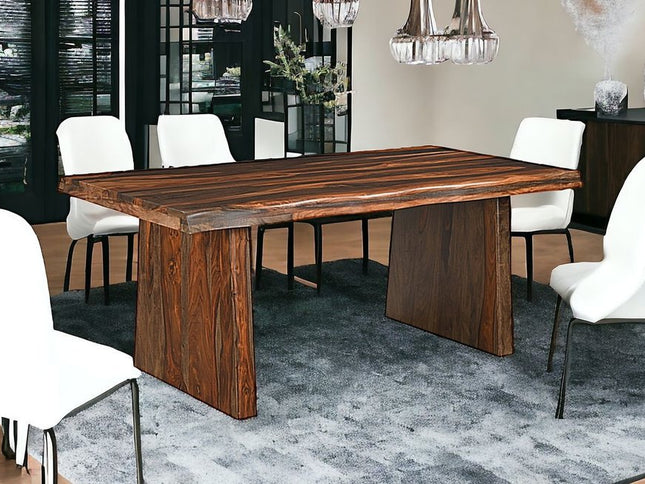 Six Piece Brown Solid Wood Dining Set with Four Chairs