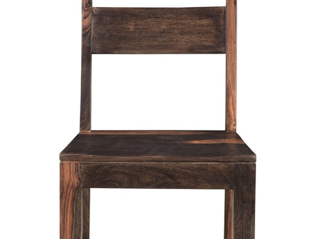 Six Piece Brown Solid Wood Dining Set with Four Chairs