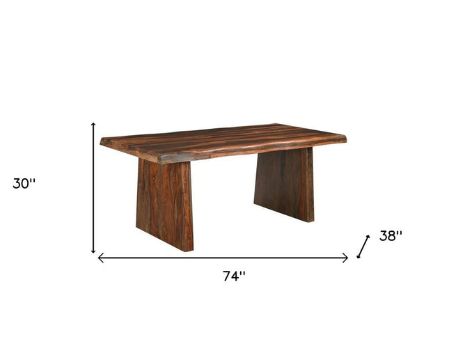 Six Piece Brown Solid Wood Dining Set with Four Chairs