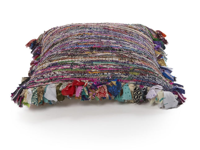 Set of Two Pink Striped Rayon Throw Pillow With Ruffle