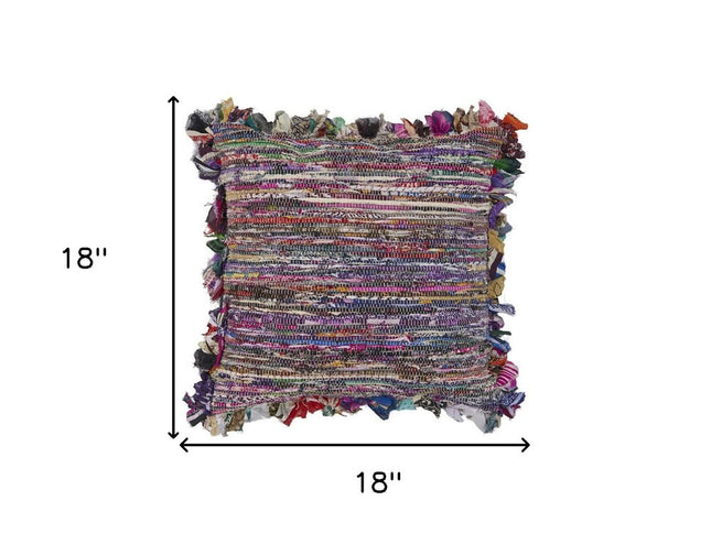 Set of Two Pink Striped Rayon Throw Pillow With Ruffle