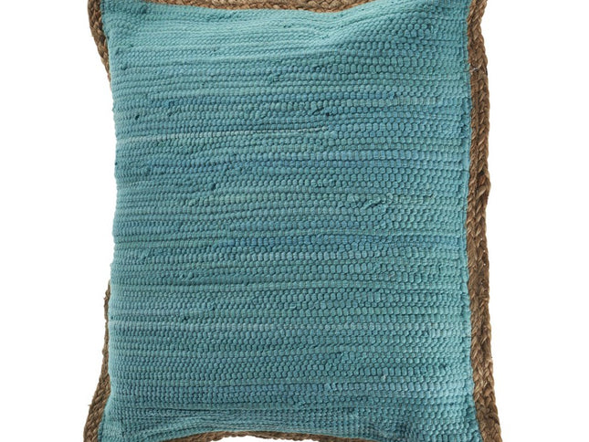 Set of Two 20" Turquoise Cotton And Jute Throw Pillows with Texture