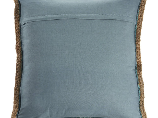 Set of Two 20" Turquoise Cotton And Jute Throw Pillows with Texture