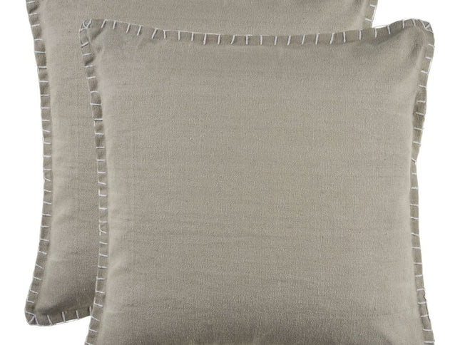 Set of Two Light Gray Cotton Throw Pillow