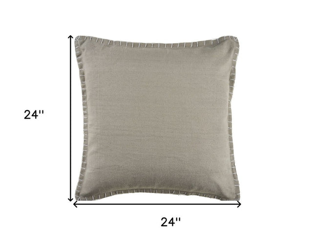 Set of Two Light Gray Cotton Throw Pillow