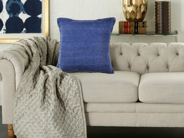 Set of Two Light Gray Cotton Throw Pillow