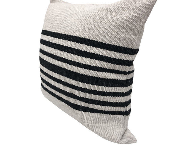 Set of Two Black and White Striped Cotton Throw Pillows