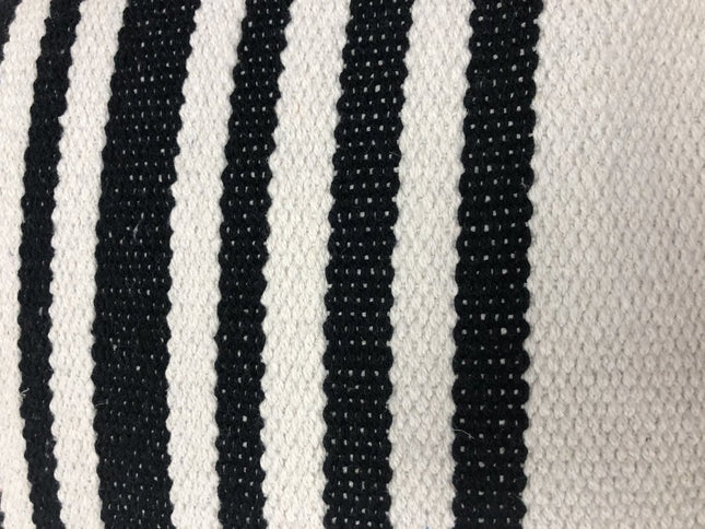 Set of Two Black and White Striped Cotton Throw Pillows
