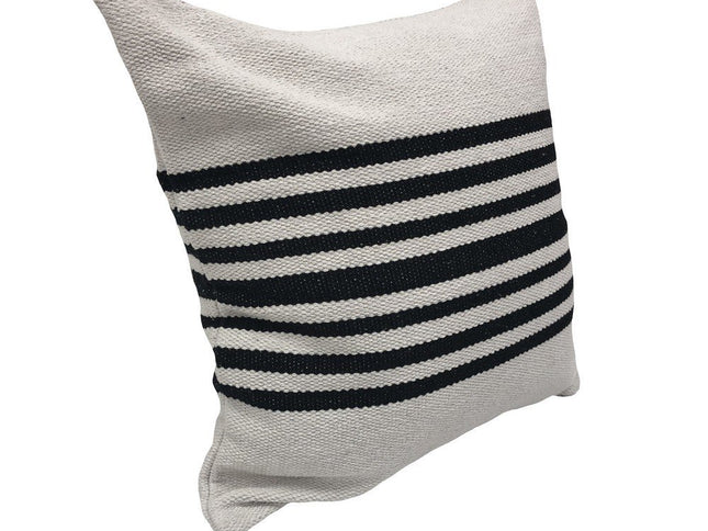 Set of Two Black and White Striped Cotton Throw Pillows