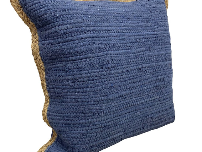 Set of Two 20" Turquoise Cotton And Jute Throw Pillows with Texture