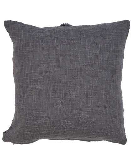 Set of Two Dark Gray Diamond Cotton Throw Pillow With Fringe