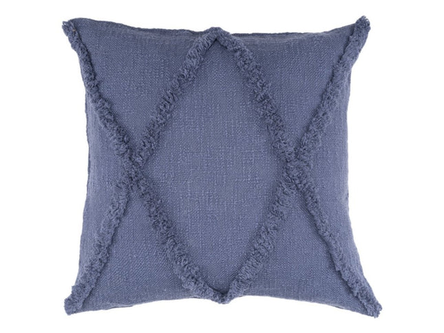 Set of Two Dark Gray Diamond Cotton Throw Pillow With Fringe