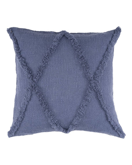 Set of Two Dark Gray Diamond Cotton Throw Pillow With Fringe