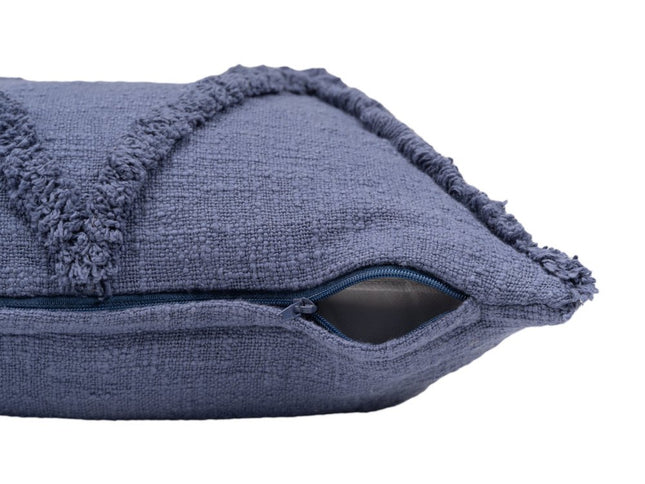 Set of Two Dark Gray Diamond Cotton Throw Pillow With Fringe