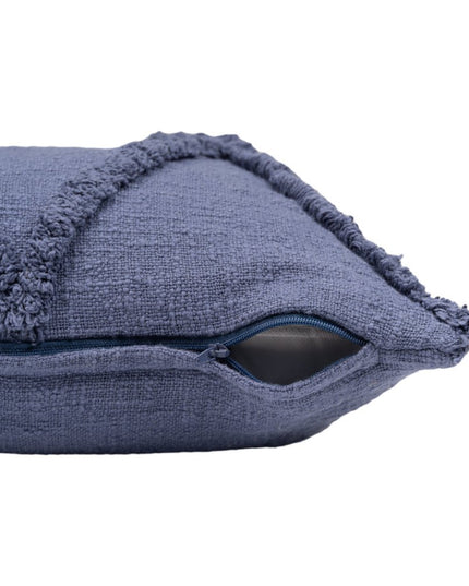 Set of Two Dark Gray Diamond Cotton Throw Pillow With Fringe