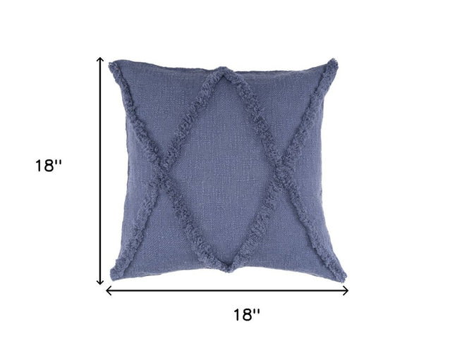 Set of Two Dark Gray Diamond Cotton Throw Pillow With Fringe