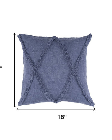 Set of Two Dark Gray Diamond Cotton Throw Pillow With Fringe