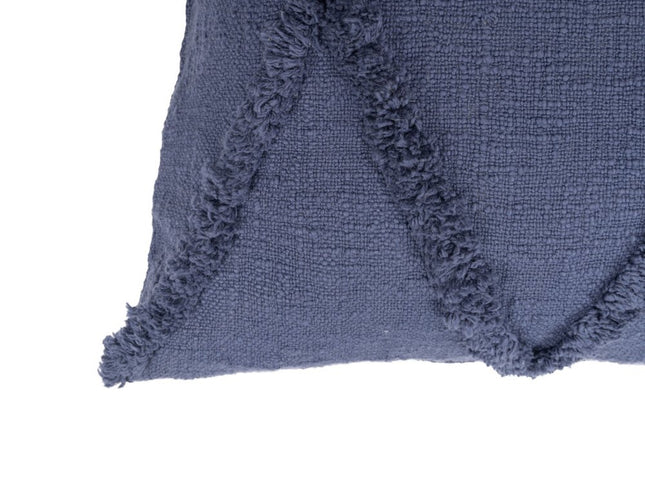 Set of Two Dark Gray Diamond Cotton Throw Pillow With Fringe