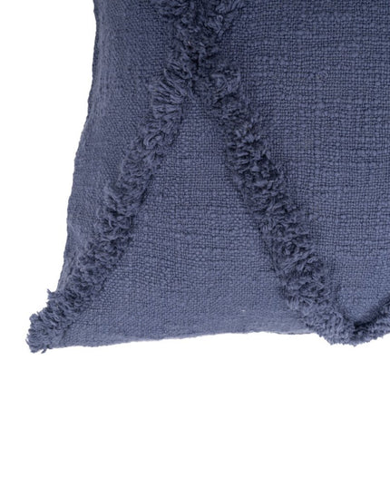 Set of Two Dark Gray Diamond Cotton Throw Pillow With Fringe