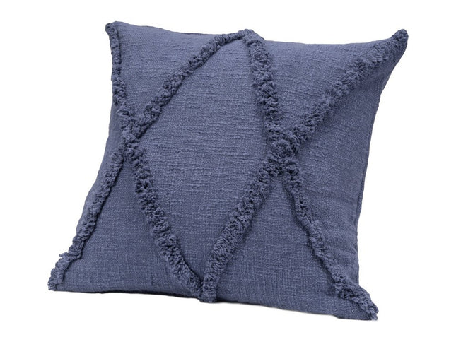 Set of Two Dark Gray Diamond Cotton Throw Pillow With Fringe