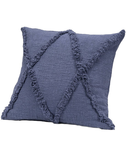 Set of Two Dark Gray Diamond Cotton Throw Pillow With Fringe
