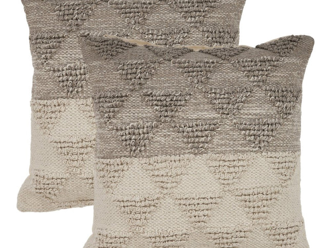 Set of Two Cream Geometric Cotton Throw Pillow With Texture