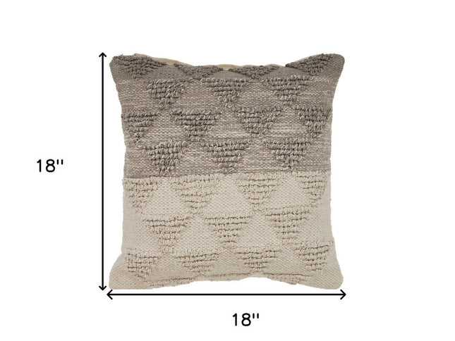 Set of Two Cream Geometric Cotton Throw Pillow With Texture