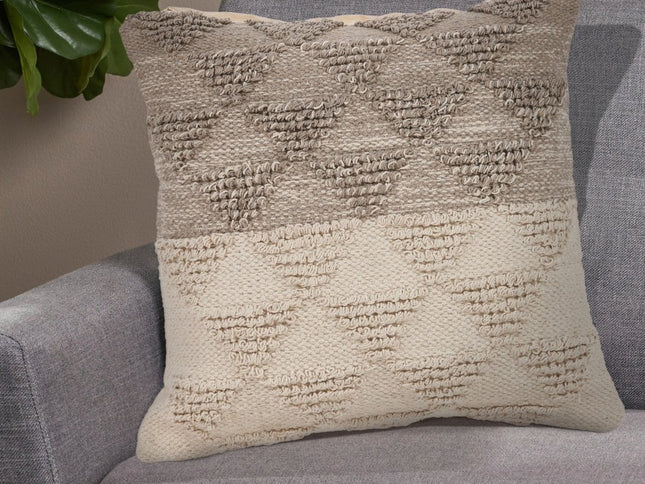 Set of Two Cream Geometric Cotton Throw Pillow With Texture