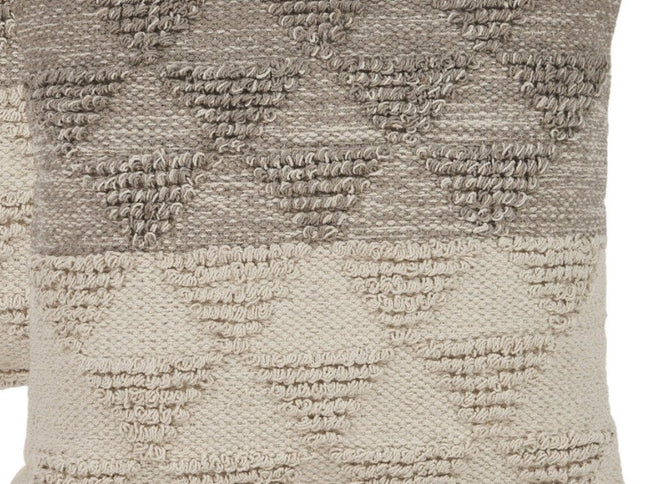 Set of Two Cream Geometric Cotton Throw Pillow With Texture