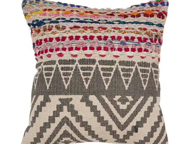 Set of Two Gray Chevron Cotton Throw Pillow