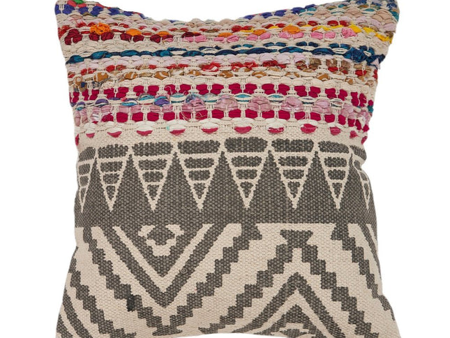 Set of Two Gray Chevron Cotton Throw Pillow