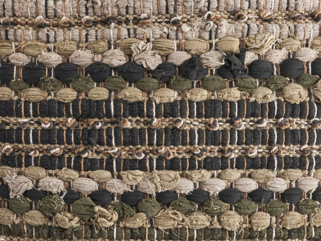 Set of Two 18" Beige Blue and Green Striped Cotton Blend Throw Pillows