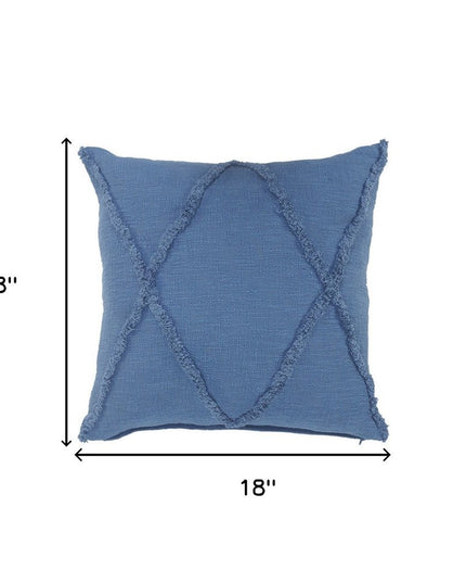 Set of Two Dark Gray Diamond Cotton Throw Pillow With Fringe