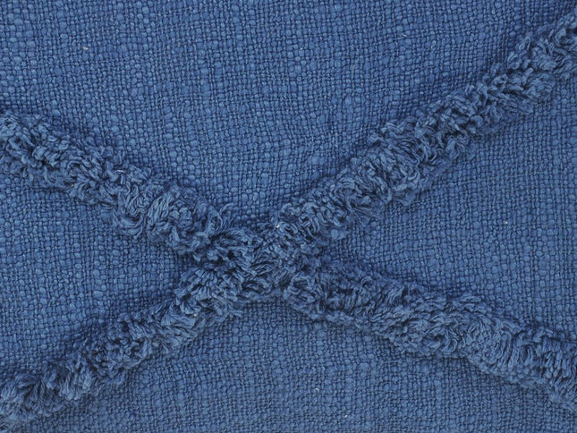 Set of Two Dark Gray Diamond Cotton Throw Pillow With Fringe